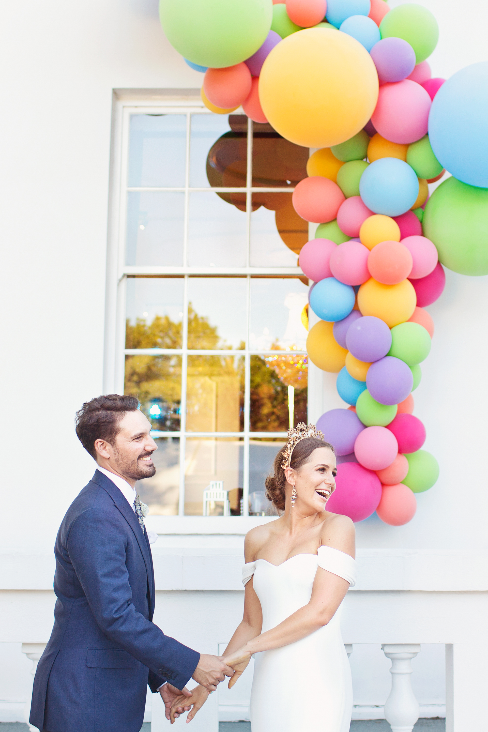 colourful wedding balloons belair house london wedding